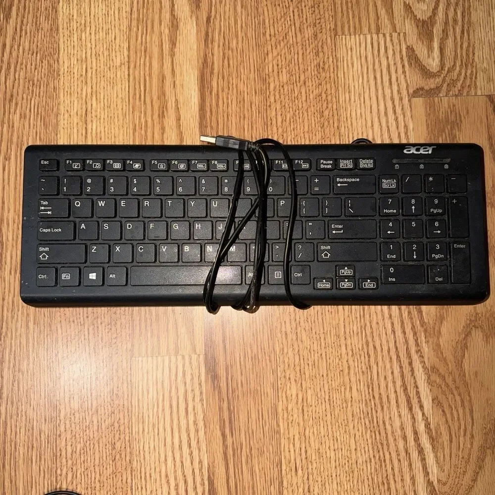 Acer Wired USB Keyboard Mouse 65W Laptop Charger A11-065N1A 3-Pc Bundle Untested